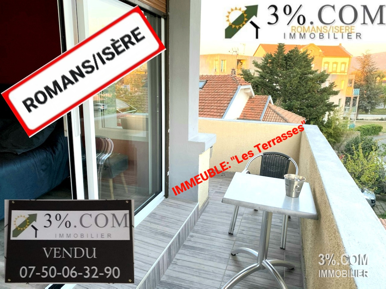 Vente Appartement 71m² 3 Pièces à Romans-sur-Isère (26100) - 3%.Com