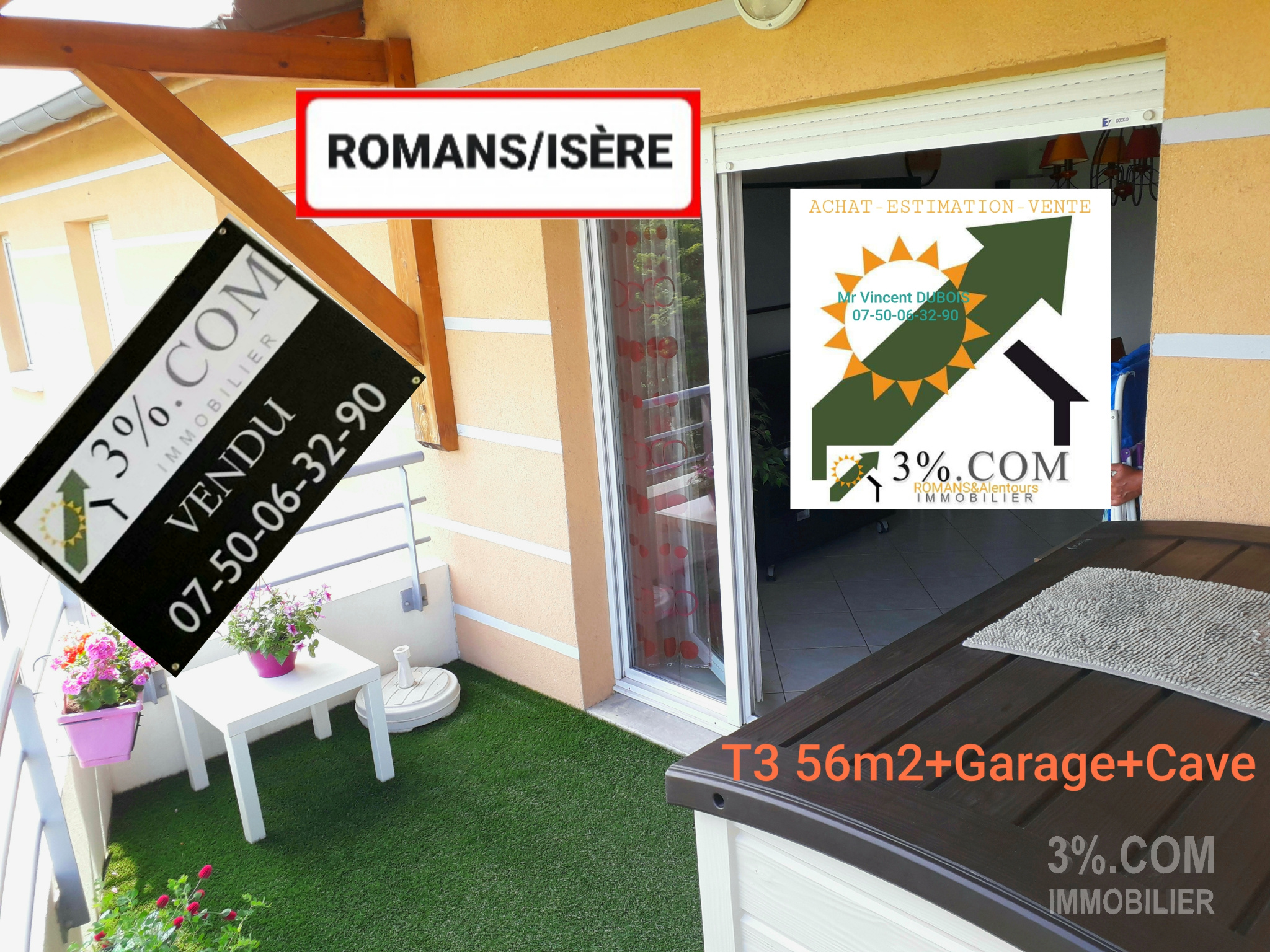 Vente Appartement 57m² 3 Pièces à Romans-sur-Isère (26100) - 3%.Com