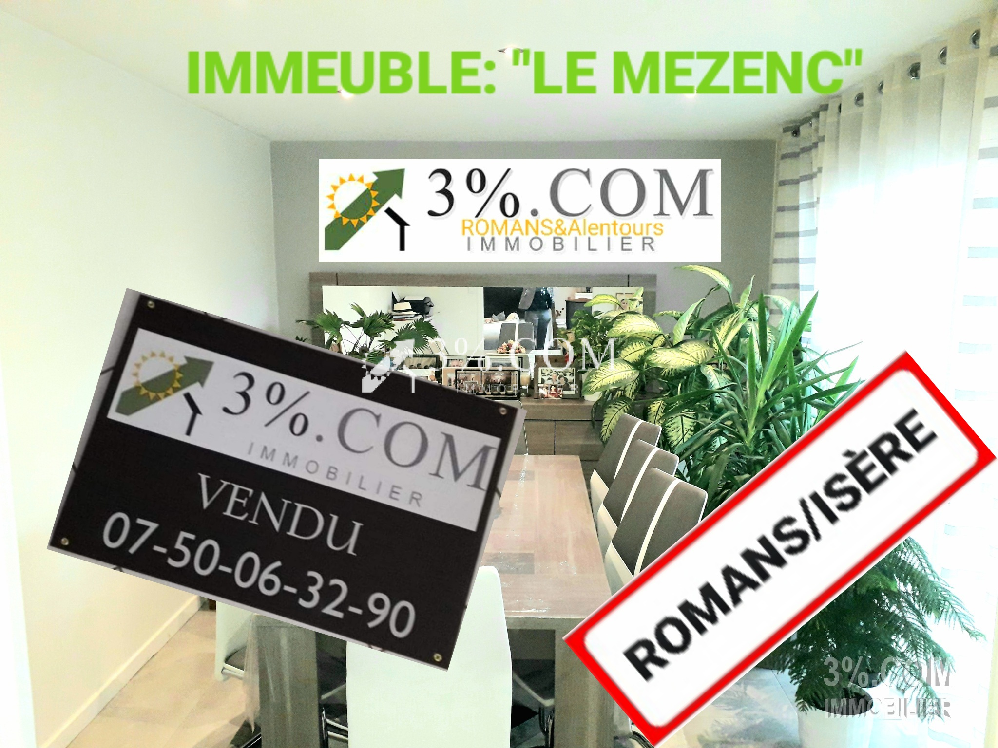 Vente Appartement 92m² 5 Pièces à Romans-sur-Isère (26100) - 3%.Com