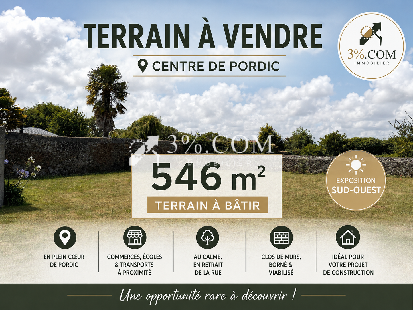Terrain à bâtir de 546 m2 - Centre de Pordic