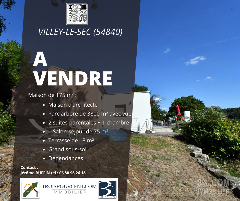 Vente Propriété / Demeure 175m² 5 Pièces à Villey-le-Sec (54840) - 3%.Com