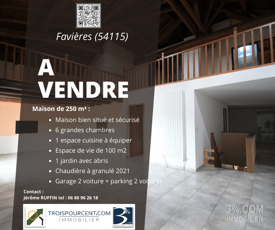 Vente Maison 250m² 8 Pièces à Favières (54115) - 3%.Com